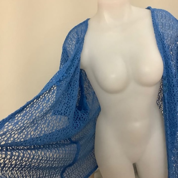 Blue Open-Knit Cardigan - Picture 5 of 5